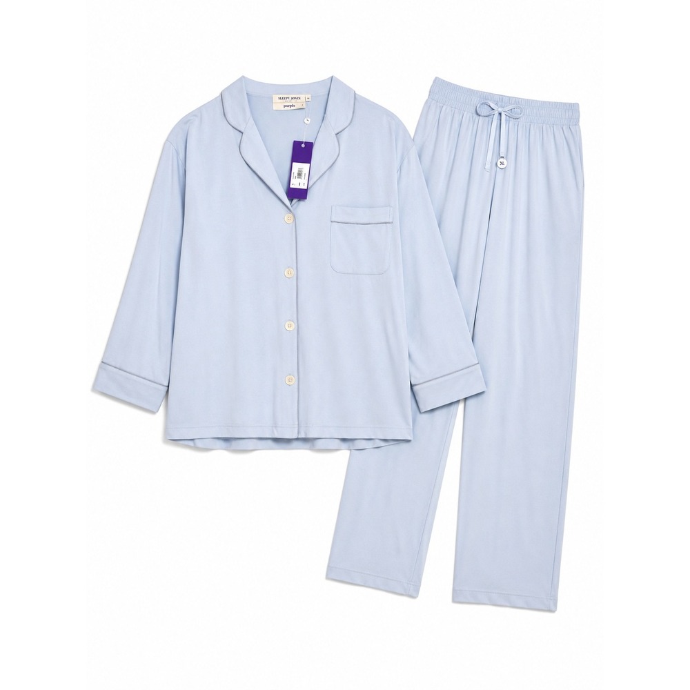 Sleepy Jones x Purple Women's XL Morning Mist Pajama Set Blue Luxury Sleepwear